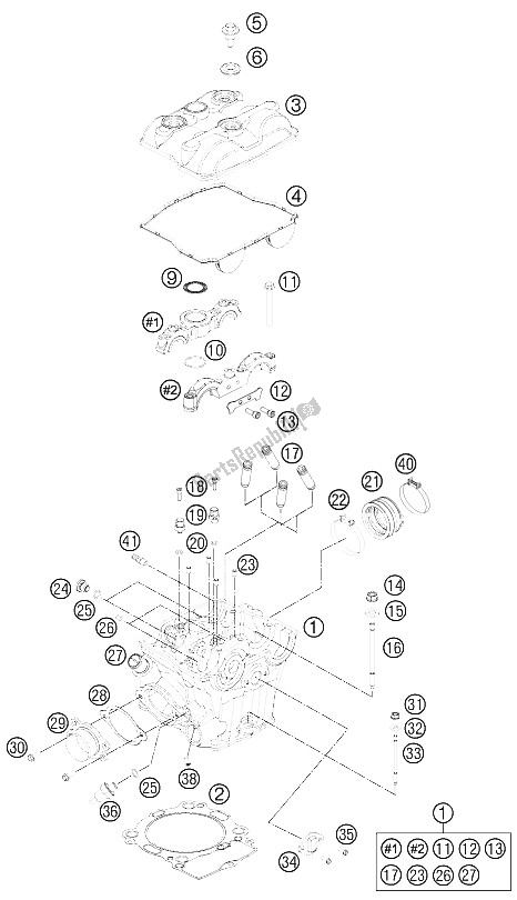 All parts for the Cylinder Head of the KTM 450 Rally Factory Replica Europe 2011