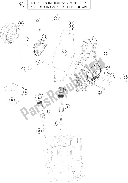 Tutte le parti per il Sistema Di Accensione del KTM 1290 Superduke R Orange ABS 15 China 2015