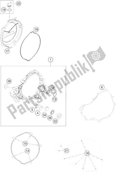 All parts for the Clutch Cover of the KTM Freeride 350 Australia 2015