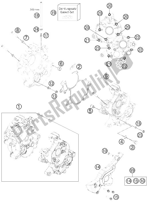 Tutte le parti per il Cassa Del Motore del KTM 65 SX Europe 2012