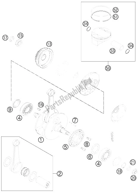 Todas las partes para Cigüeñal, Pistón de KTM 525 XC ATV Europe 2012