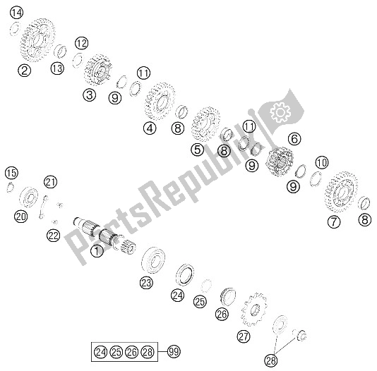 All parts for the Transmission Ii - Countershaft of the KTM 450 EXC Europe 2016