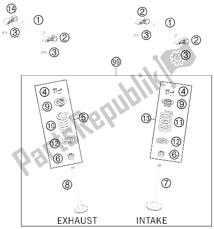 Todas las partes para Accionamiento De Válvula de KTM 250 XC F USA 2015