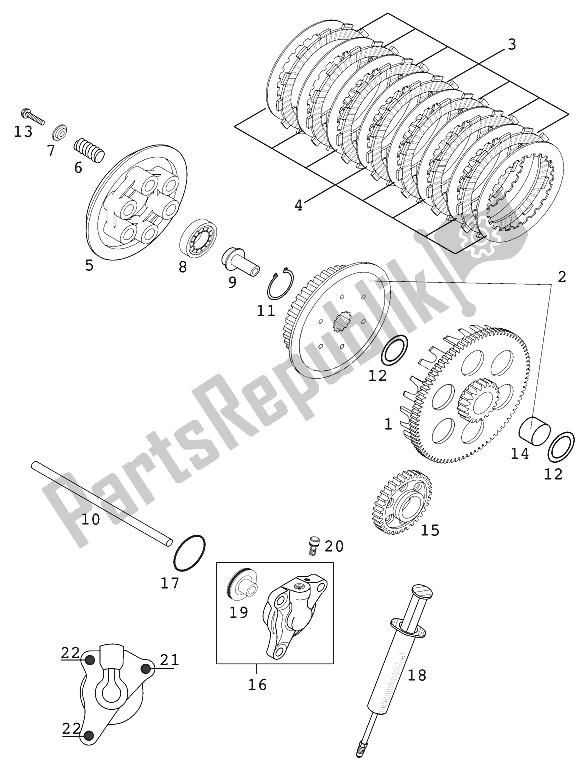 All parts for the Clutch 400/520 Racing 2000 of the KTM 400 EXC Racing USA 2000