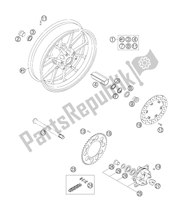 Tutte le parti per il Ruota Posteriore del KTM 640 Duke II Limited ED Europe 2006