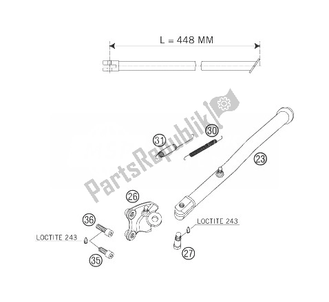 Tutte le parti per il Cavalletto Laterale del KTM 625 SXC Australia United Kingdom 2007