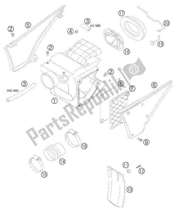 Tutte le parti per il Scatola Filtro Aria 625 Sxc del KTM 625 SXC Europe 2005