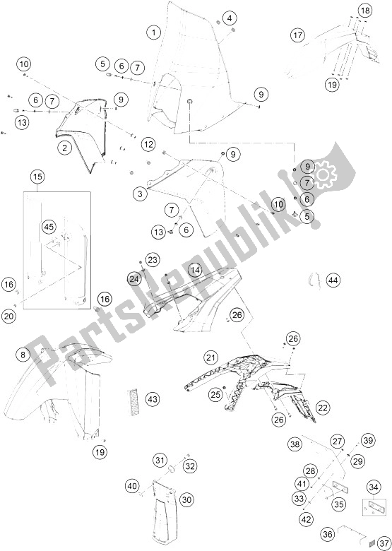 All parts for the Mask, Fenders of the KTM 450 Rally Factory Replica Europe 2015