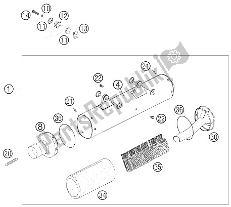 All parts for the Silencer of the KTM 450 EXC Racing Australia 2006