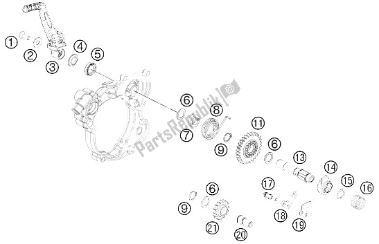 Tutte le parti per il Calcio D'inizio del KTM 65 SXS USA 2012