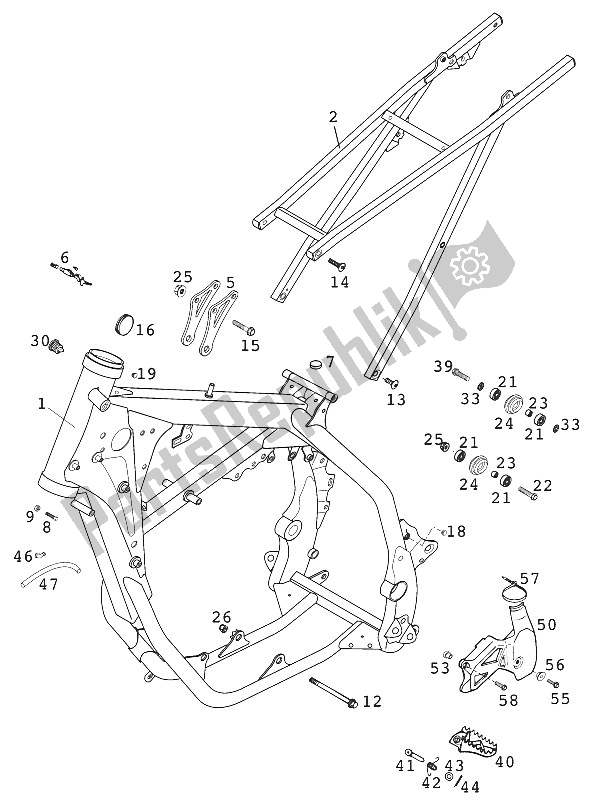 Todas as partes de Quadro, 250-380 20 do KTM 250 SX Europe 2001