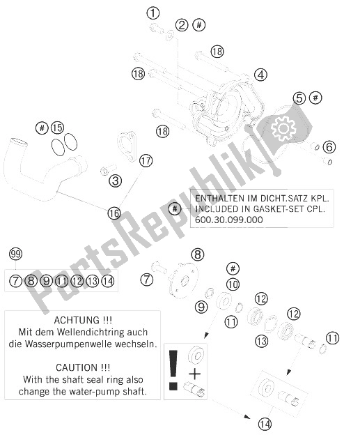 Tutte le parti per il Pompa Dell'acqua del KTM 990 Adventure Black ABS 07 USA 2007