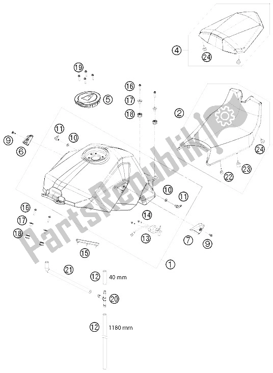 Todas las partes para Tanque, Asiento, Tapa de KTM 1190 RC 8 White France 2009