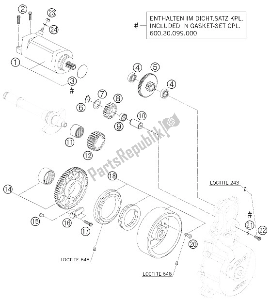 All parts for the Electric Starter of the KTM 950 Superenduro R 06 Europe 2006