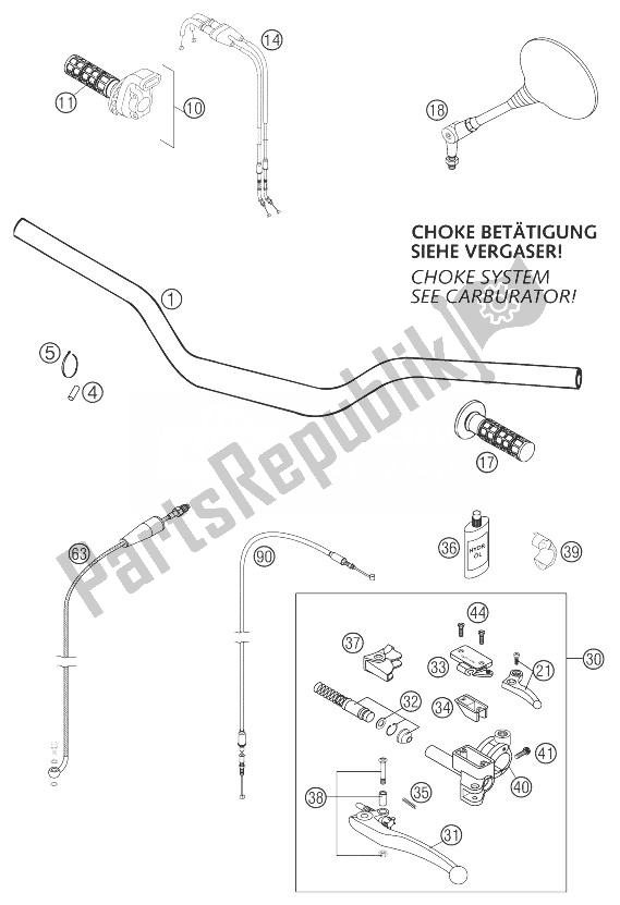 All parts for the Handlebar, Controls 625 Smc of the KTM 625 SMC USA 2004