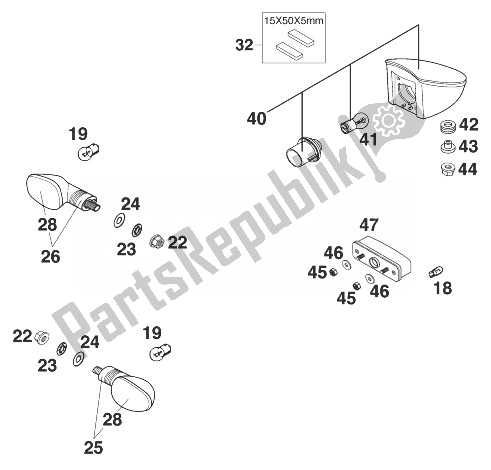 All parts for the Flasher, Rear Light 400/620 Sc of the KTM 400 SUP Comp 20 KW Europe 1999