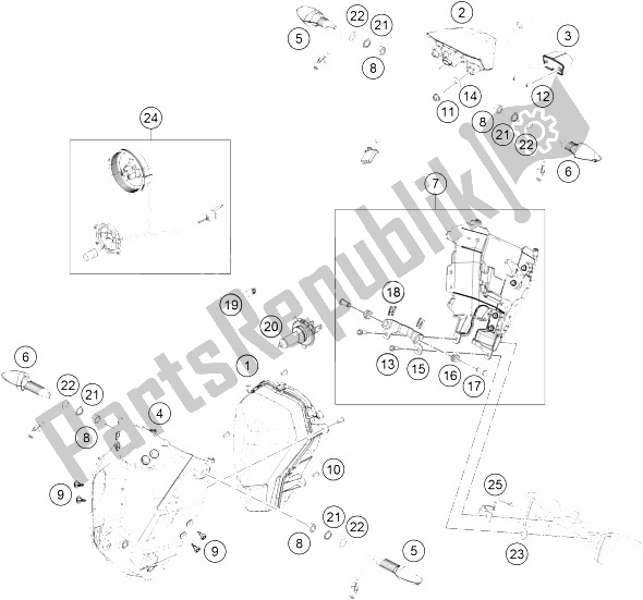 Tutte le parti per il Sistema Di Illuminazione del KTM 390 Duke BL ABS B D 15 USA 2015