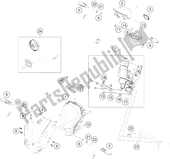 Toutes les pièces pour le Système D'éclairage du KTM 390 Duke BL ABS B D 16 USA 2016