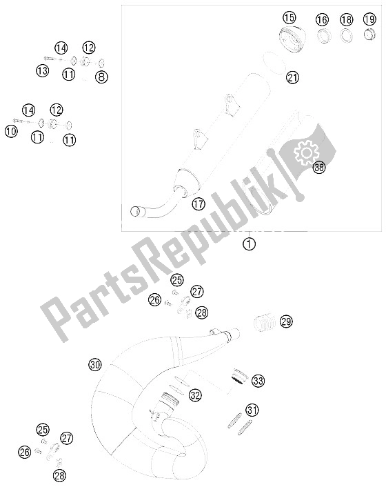 Tutte le parti per il Impianto Di Scarico del KTM 250 EXC Australia 2009