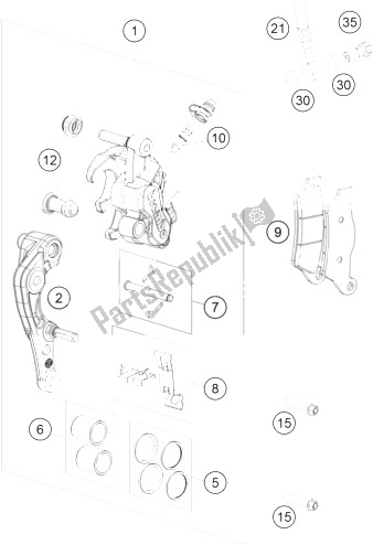 Alle onderdelen voor de Remklauw Voorzijde van de KTM 250 XC W USA 2014