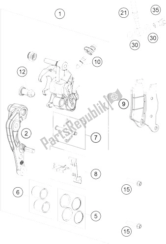 Wszystkie części do Zacisk Hamulca Z Przodu KTM 350 EXC F Australia 2014
