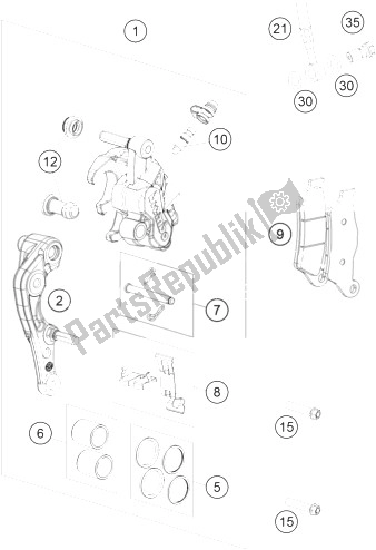 All parts for the Brake Caliper Front of the KTM 350 EXC F Europe 2014