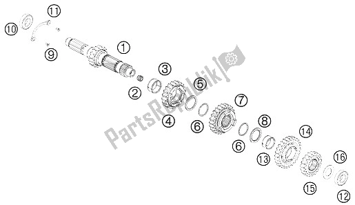 All parts for the Transmission I - Main Shaft of the KTM 450 SX F USA 2012