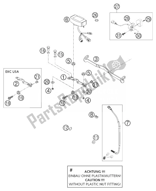 Todas as partes de Velocímetro Sys. M. A. E 125-300 do KTM 200 EXC USA 2003