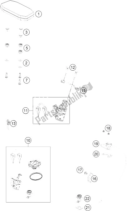 All parts for the Instruments / Lock System of the KTM 690 Duke White ABS Europe 2016