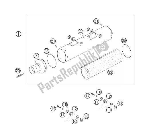 Wszystkie części do T? Umik Wydechowy KTM 250 XCF W South Africa 2007