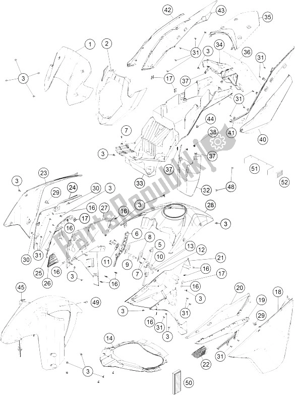 All parts for the Mask, Fender of the KTM 1190 Adventure R ABS USA 2015