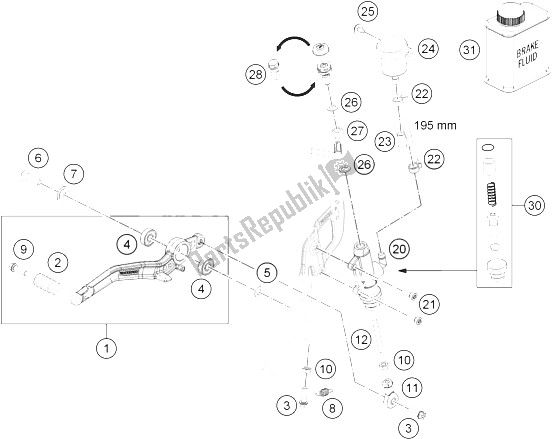 Toutes les pièces pour le Commande De Frein Arrière du KTM 690 Duke R ABS Australia 2015