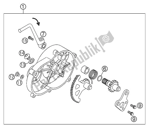 All parts for the Clutchsde Wi. Kickstarter 50lc of the KTM 50 SX PRO Junior LC Europe 2002