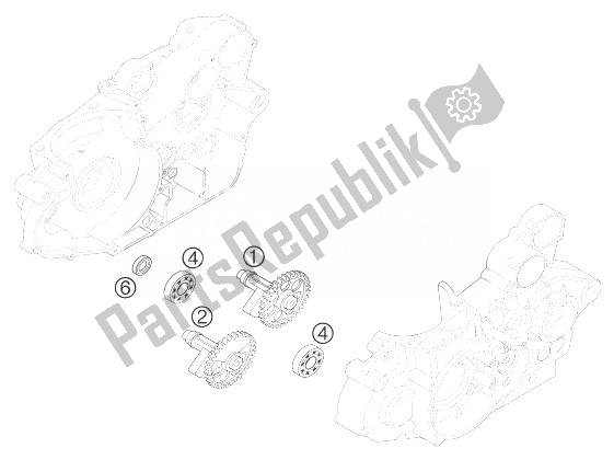 All parts for the Balancer Shaft 250 Exc, 450 of the KTM 525 MXC Desert Racing Europe 2003