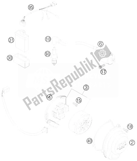 All parts for the Ignition System of the KTM 85 SX 17 14 Europe 2010