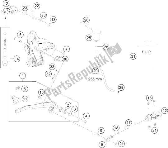 Todas as partes de Controle De Freio Traseiro do KTM 450 Rally Factory Replica Europe 2016