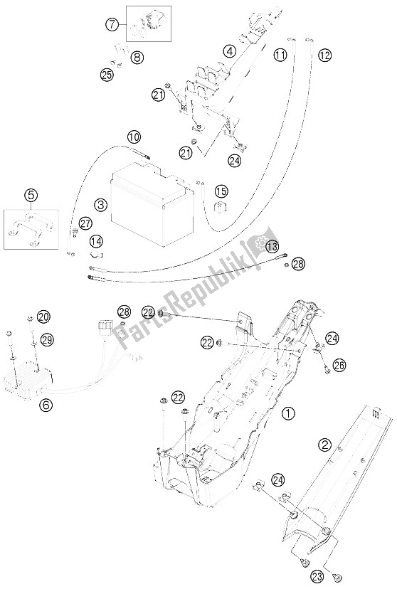 Tutte le parti per il Batteria del KTM 1190 RC8 R Black France 2011