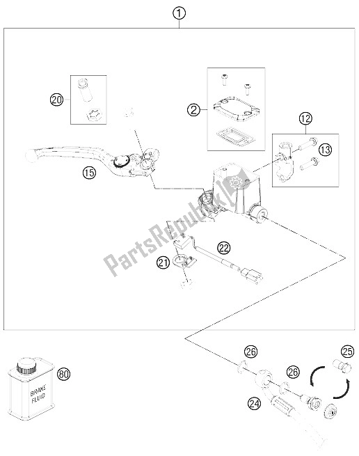 All parts for the Hand Brake Cylinder of the KTM 690 Duke Black ABS Europe 2015
