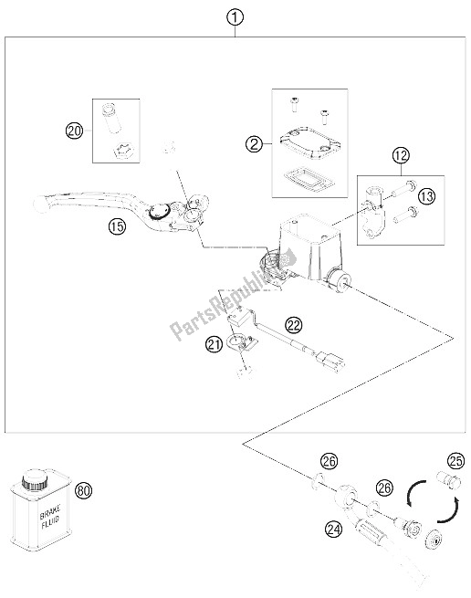 All parts for the Hand Brake Cylinder of the KTM 690 Duke Black ABS Europe 2015