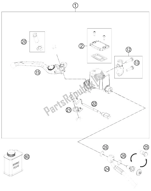 Tutte le parti per il Cilindro Del Freno A Mano del KTM 690 Duke Black ABS USA 2015