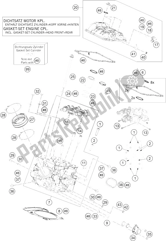 All parts for the Cylinder Head Rear of the KTM 1290 Super Adventure WH ABS 15 Japan 2015