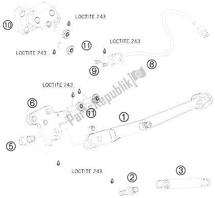 Tutte le parti per il Cavalletto Laterale del KTM 990 Super Duke Black USA 2008