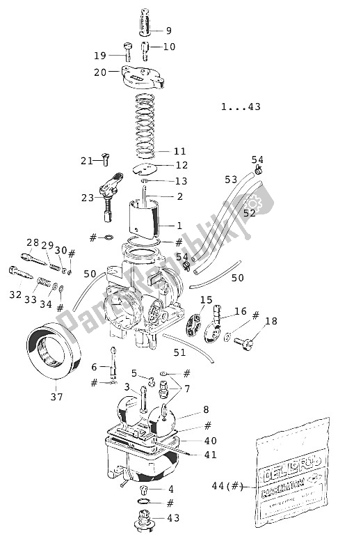 Alle onderdelen voor de Carburateur Dellorto Phbh 28125 van de KTM 125 EXE 100 Europe 2001