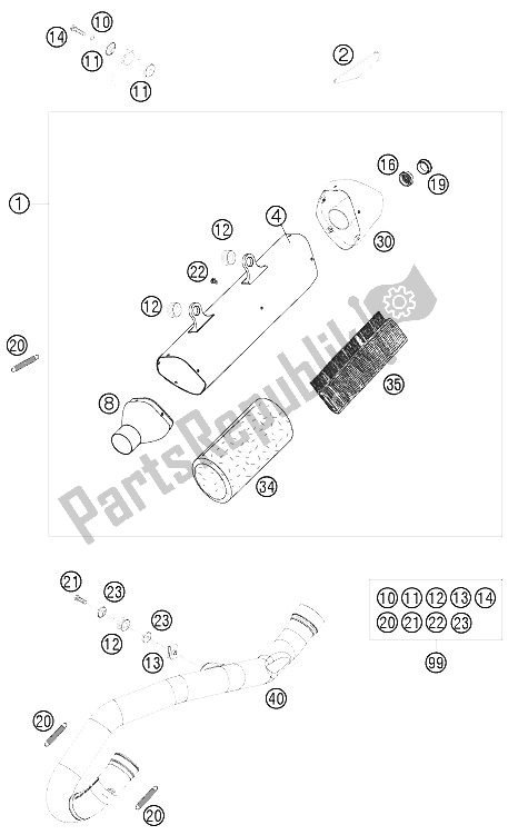 Todas las partes para Sistema De Escape de KTM 450 XC W SIX Days USA 2011