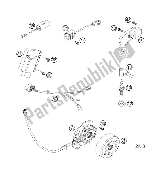 All parts for the Ignition System 2k-3 of the KTM 200 EXC Europe 2006