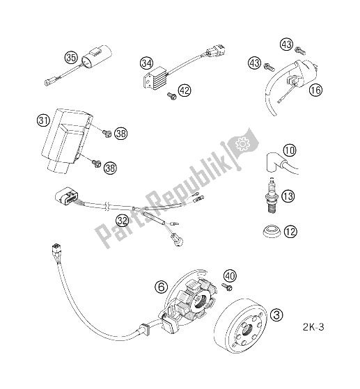 All parts for the Ignition System of the KTM 250 EXC SIX Days Europe 2006