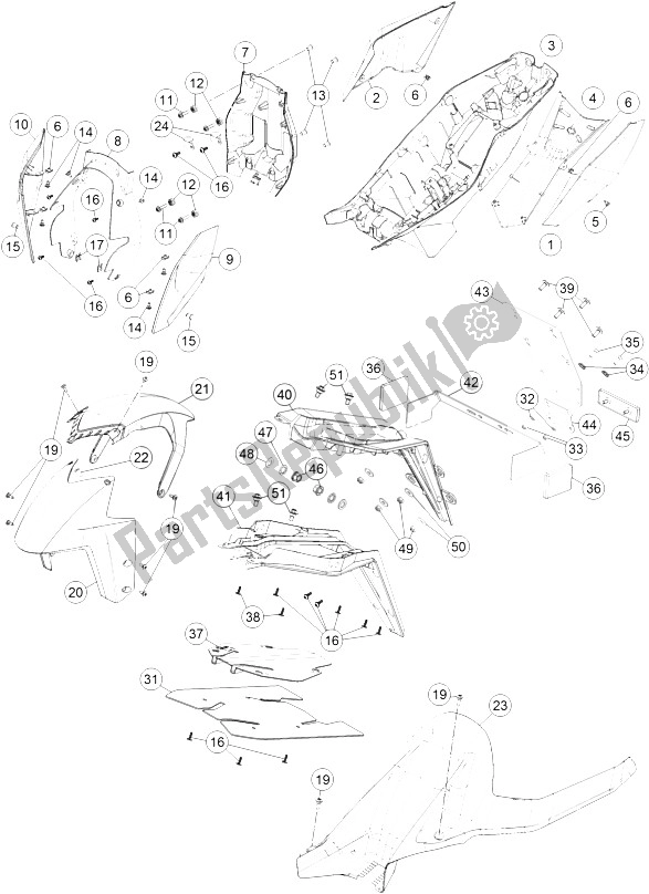 Tutte le parti per il Maschera, Parafango del KTM 1290 Superduke R Orange ABS 15 China 2015