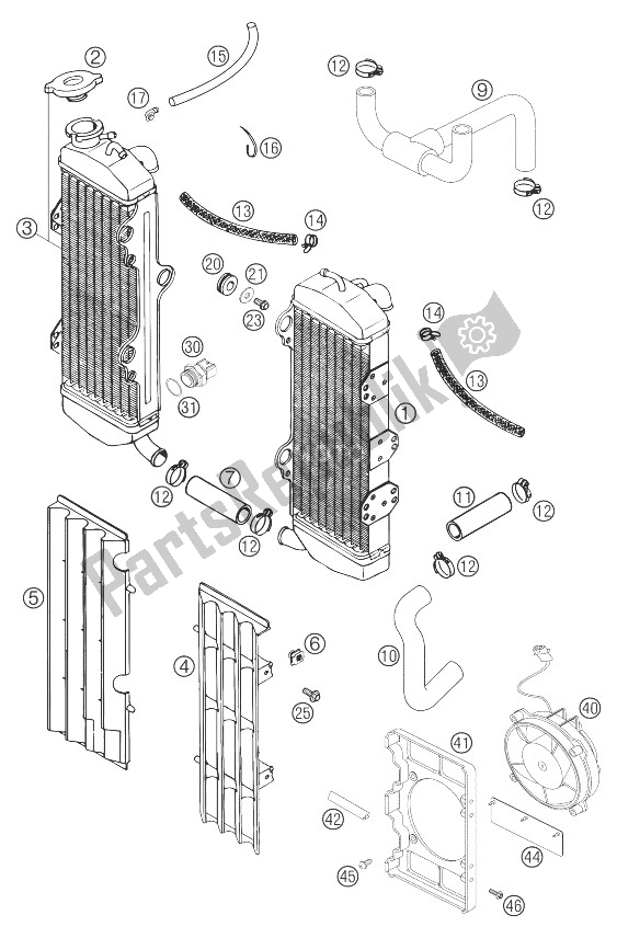 Alle onderdelen voor de Koelsysteem 400 Ls-e Mil van de KTM 400 LS E MIL Europe 9390D5 2004