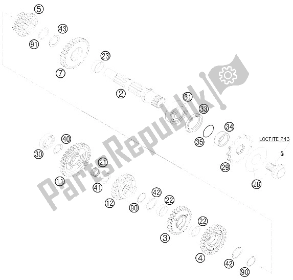 Todas las partes para Transmisión Ii - Contraeje de KTM 250 XC F USA 2009