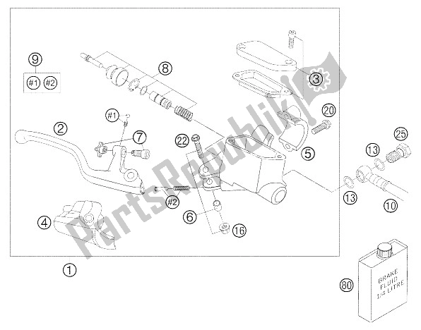 All parts for the Hand Brake Cylinder Formula 85 S of the KTM 85 SX 19 16 Europe 2005